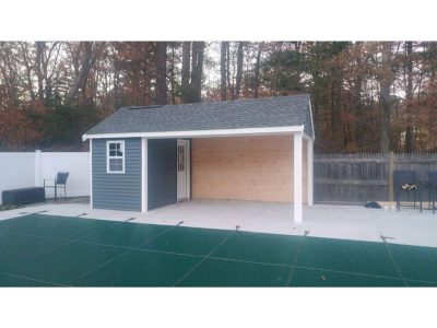 (10' x 20' Vinyl Custom Pool House Shed With Open Area)