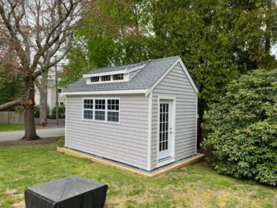 #46 (10' x 16' Vinyl Shake Custom Shed With 8' Shed Dormer)