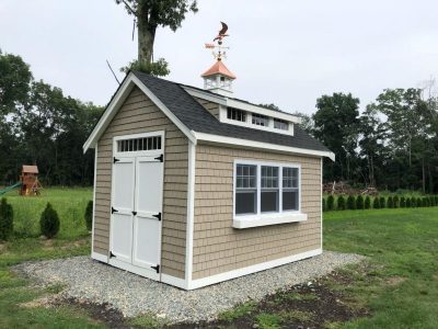 #49 (10' x 14' Vinyl Shakes Shed With 8' Shed Dormer)