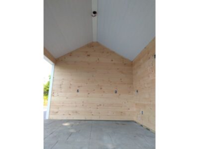 (12' x 16' Vinyl Custom Pool House Shed With 12' x 12' Open Area)