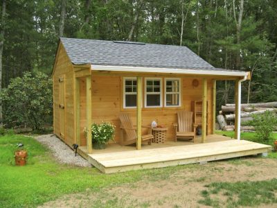 #13 (12' x 16' Pine Custom Pool House Shed With 4' Front Overhang & 4' Front Platform)